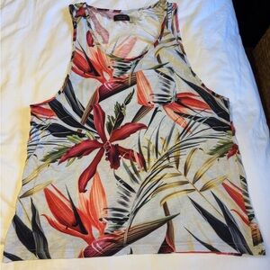 Zara Tropical Floral Print Tank Top — Red, Orange, Green, Black